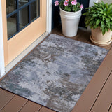 3' X 5' Blue And Gray Abstract Washable Indoor Outdoor Area Rug