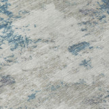 5' X 8' Denim Blue And Gray Abstract Washable Indoor Outdoor Area Rug