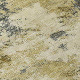3' X 5' Pewter And Gold Abstract Washable Indoor Outdoor Area Rug