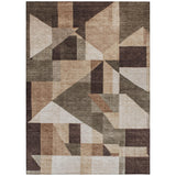 5' X 8' Brown And Beige Geometric Washable Indoor Outdoor Area Rug