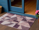 3' X 5' Eggplant And Ivory Geometric Washable Indoor Outdoor Area Rug
