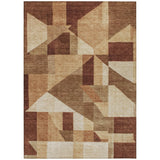 5' X 8' Rust And Beige Geometric Washable Indoor Outdoor Area Rug