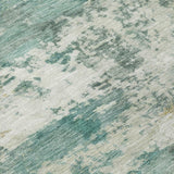 5' X 8' Artichoke Green And Ivory Abstract Washable Indoor Outdoor Area Rug