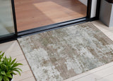 3' X 5' Brown And Beige Abstract Washable Indoor Outdoor Area Rug