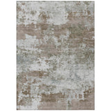 5' X 8' Brown And Beige Abstract Washable Indoor Outdoor Area Rug