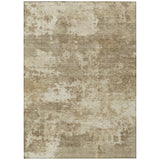 5' X 8' Khaki And Beige Abstract Washable Indoor Outdoor Area Rug