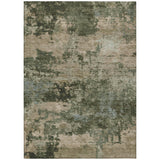 5' X 8' Olive Green And Beige Abstract Washable Indoor Outdoor Area Rug