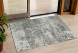 3' X 5' Pewter And Ivory Abstract Washable Indoor Outdoor Area Rug