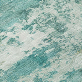 5' X 8' Teal Blue And Ivory Abstract Washable Indoor Outdoor Area Rug
