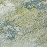 5' X 8' Aqua And Green Abstract Washable Indoor Outdoor Area Rug