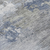 5' X 8' Denim Blue And Ivory Abstract Washable Indoor Outdoor Area Rug