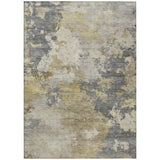 5' X 8' Gray And Gold Abstract Washable Indoor Outdoor Area Rug
