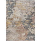 5' X 8' Pewter And Gray Abstract Washable Indoor Outdoor Area Rug