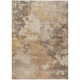 5' X 8' Salmon And Gold Abstract Washable Indoor Outdoor Area Rug