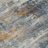 3' X 5' Blue And Copper Abstract Washable Indoor Outdoor Area Rug