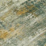 5' X 8' Fern Green And Gold Abstract Washable Indoor Outdoor Area Rug
