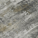 3' X 5' Gray And Silver Abstract Washable Indoor Outdoor Area Rug