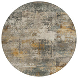 8' Khaki And Gray Round Abstract Washable Indoor Outdoor Area Rug