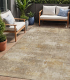 5' X 8' Khaki And Beige Abstract Washable Indoor Outdoor Area Rug