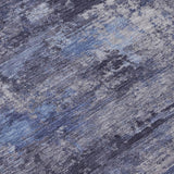 3' X 5' Blue And Ivory Abstract Washable Indoor Outdoor Area Rug