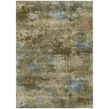 5' X 8' Brown And Blue Abstract Washable Indoor Outdoor Area Rug