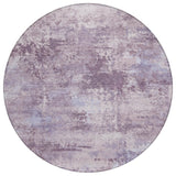 8' Lavender And Ivory Round Abstract Washable Indoor Outdoor Area Rug