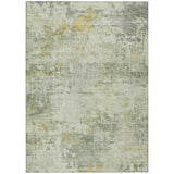 3' X 5' Artichoke Green And Ivory Abstract Washable Indoor Outdoor Area Rug