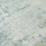 5' X 8' Aqua And Ivory Abstract Washable Indoor Outdoor Area Rug