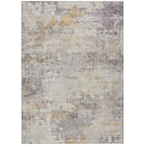 3' X 5' Linen And Beige Abstract Washable Indoor Outdoor Area Rug