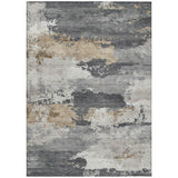 3' X 5' Charcoal Beige And Ivory Abstract Washable Indoor Outdoor Area Rug