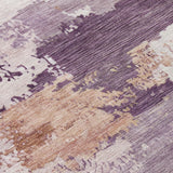 3' X 5' Eggplant And Beige Abstract Washable Indoor Outdoor Area Rug