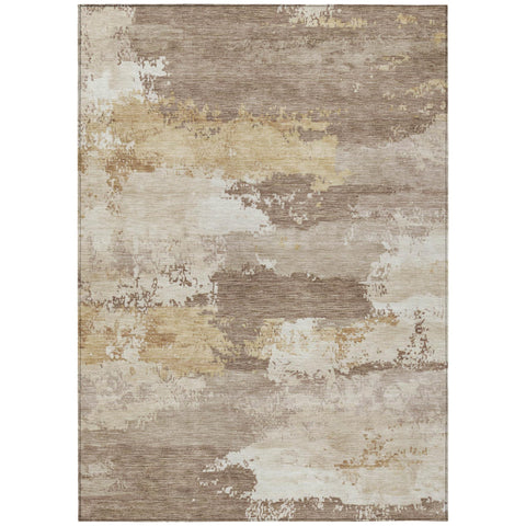8' X 10' Coffee And Ivory Abstract Washable Indoor Outdoor Area Rug