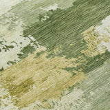 3' X 5' Olive Green And Beige Abstract Washable Indoor Outdoor Area Rug