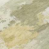 5' X 8' Sage And Ivory Abstract Washable Indoor Outdoor Area Rug