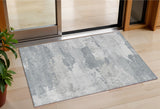 3' X 5' Silver And Gray Abstract Washable Indoor Outdoor Area Rug