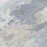 5' X 8' Silver And Gray Abstract Washable Indoor Outdoor Area Rug