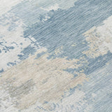 5' X 8' Sky Blue And Ivory Abstract Washable Indoor Outdoor Area Rug