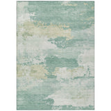 5' X 8' Turquoise And Ivory Abstract Washable Indoor Outdoor Area Rug