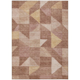 5' X 8' Blush And Wheat Geometric Washable Indoor Outdoor Area Rug