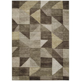 5' X 8' Brown And Beige Geometric Washable Indoor Outdoor Area Rug