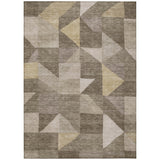 3' X 5' Khaki And Taupe Geometric Washable Indoor Outdoor Area Rug