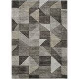 5' X 8' Taupe And Beige Geometric Washable Indoor Outdoor Area Rug
