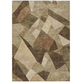 5' X 8' Brown And Beige Abstract Washable Indoor Outdoor Area Rug