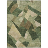 3' X 5' Green And Beige Abstract Washable Indoor Outdoor Area Rug