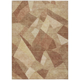 3' X 5' Rust And Beige Abstract Washable Indoor Outdoor Area Rug