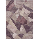 3' X 5' Plum And Beige Abstract Washable Indoor Outdoor Area Rug