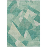 3' X 5' Teal Blue And Ivory Abstract Washable Indoor Outdoor Area Rug