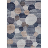3' X 5' Blue Beige And Gray Geometric Washable Indoor Outdoor Area Rug