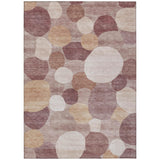 3' X 5' Blush And Beige Geometric Washable Indoor Outdoor Area Rug