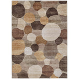 3' X 5' Brown Copper And Beige Geometric Washable Indoor Outdoor Area Rug